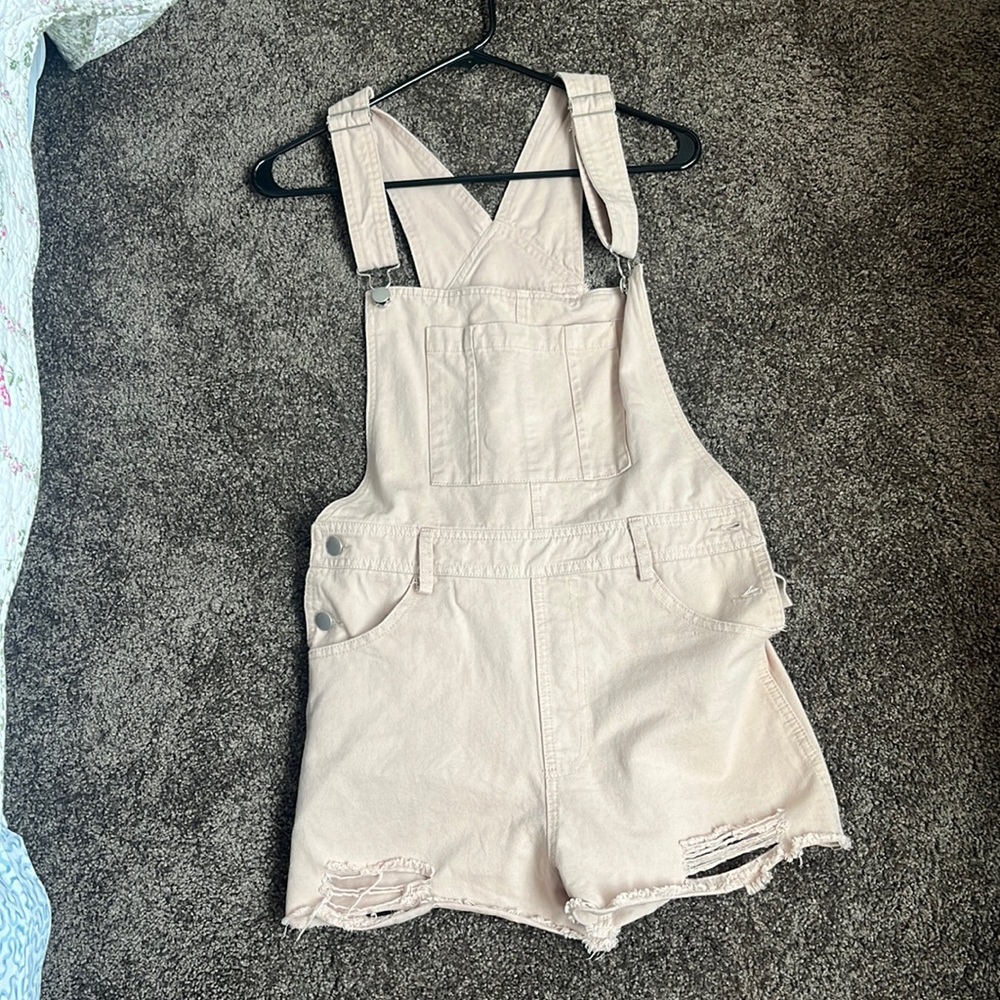 light pink short overalls